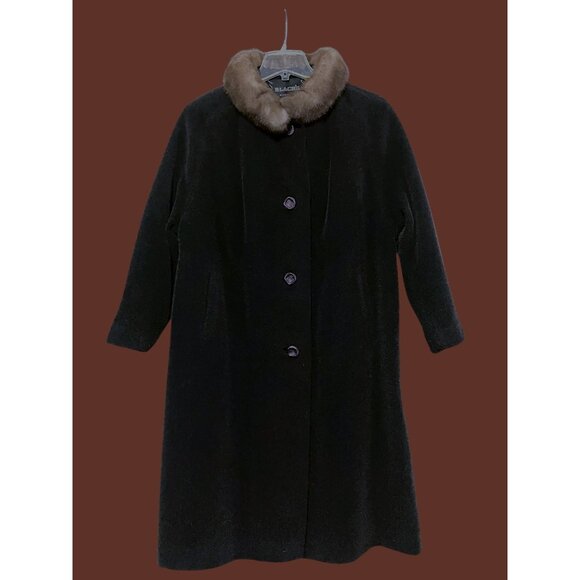 True Vintage Womens Wool Overcoat 3X Fur Collar Tweed Minimalist Capsule Union - Picture 1 of 10